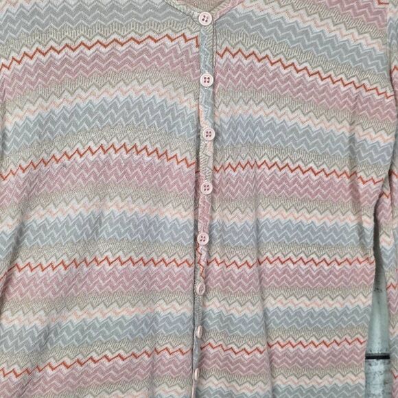 Michael Lauren M Chevron Stripe Button Front Long Sleeve - Picture 4 of 9